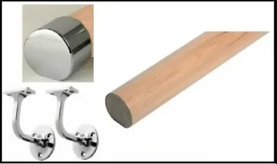£86 • Buy Wall Mopstick Handrail Hemlock & Chrome Fittings Handrail Kit Uk Manufactured!