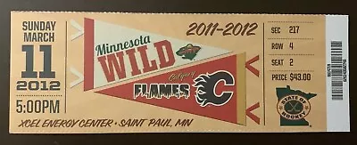 Minnesota Wild 3/11/2012 NHL Ticket Stub Vs Calgary Flames • $6.95