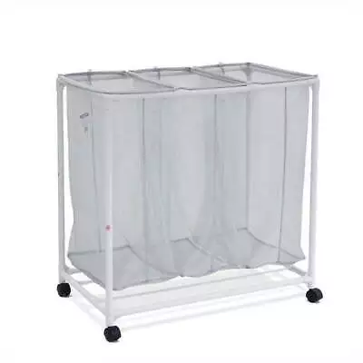 3 Bags Rolling Laundry Hamper Cart Laundry Sorter Dirty Clothes Basket Organizer • $11.88