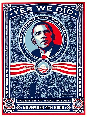 YES WE DID President Barack Obama Official MoveOn Fairey Hope Victory Sticker 08 • $3.25
