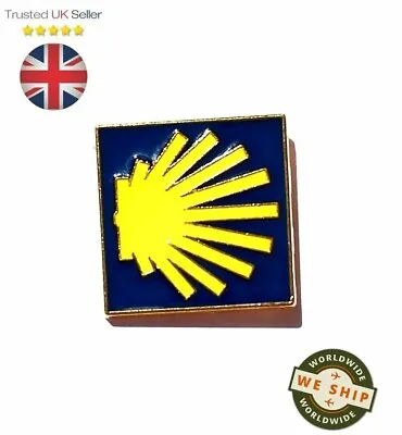 Camino De Santiago Pilgrim Lapel Pin  Badge - Waymarker Yellow Star On Blue • £5.95