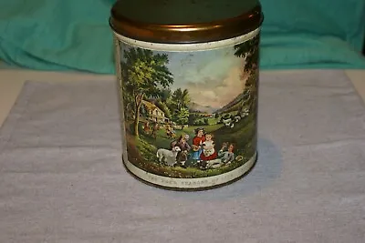 Vintage Decoware Tin  The Four Seasons Of Life: Childhood   Currier & Ives 6 HX5 • $9