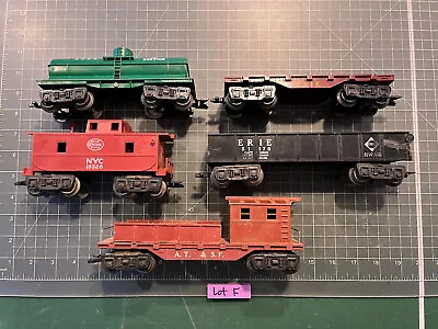 Marx Train FIVE CARS Erie Flat Tanker Work Caboose Gondola NYC Caboose LOT F • $49.95