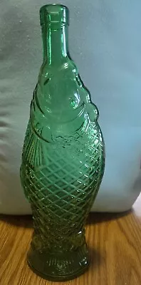 Vintage Green Glass Fish Shaped Wine Bottle 10  • $11.99