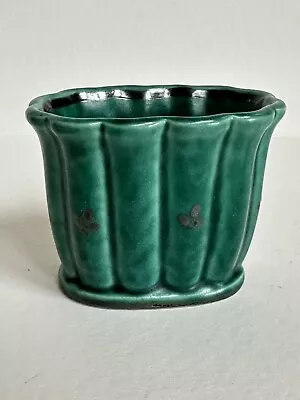 Vintage Gustavsberg Argenta Green Cigarette Toothpick Holder W/Silver Overlay • $14.99