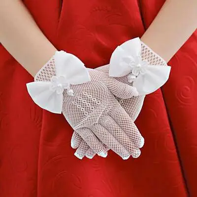 £3.85 • Buy Kids Fishnet Mesh Short Gloves White Lace Bridal Evening Party Goth Burlesque GA