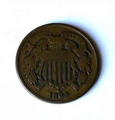 1864 Large Motto 2 Cent VG Lot # 5 - Round Money Coin Shop • $16.99
