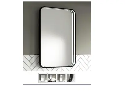 £120 • Buy Pebble Grey Halo Noir Illuminated Black Bathroom Mirror , 700 X 500 LED