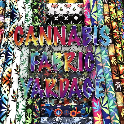 $10 • Buy New Cannabis Printed 100% Cotton Fabric By The Yard 57  W