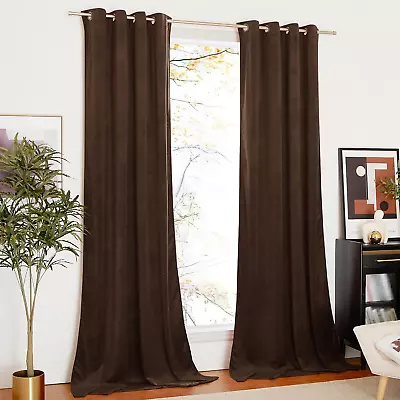 NICETOWN Brown Velvet Textured Curtains/Drapes Media Movie Theater Room Decor  • $63.49