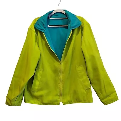 Mycra Pac Now Reversible Rain Jacket Coat Womens S/M Teal Lime Zip Slight Flaw • $30.36