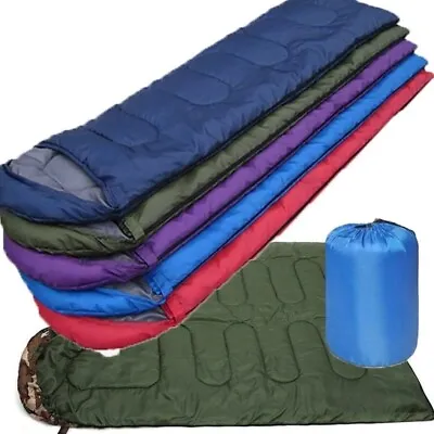 £21.98 • Buy 4 Season Sleeping Bag Waterproof Camping Hiking Bags Envelope Single Zip Case Uk