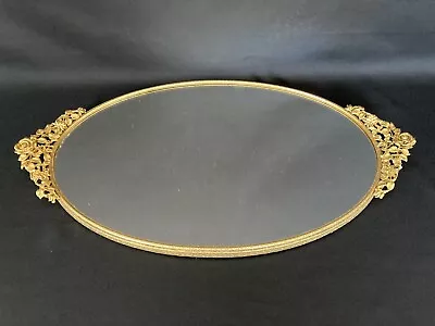 Vintage Matson Rose Floral Framed Vanity Mirror Tray 18.5” X 10.5” Floral T50 • $70