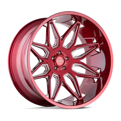 1 New 22x12 Tuff T3B Candy Red 5X127 ET-45 • $350.51