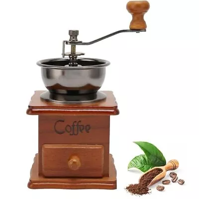 Manual Coffee Grinder Mini Wooden Coffee Bean Grinder Antique Coffee Mill • $25.60