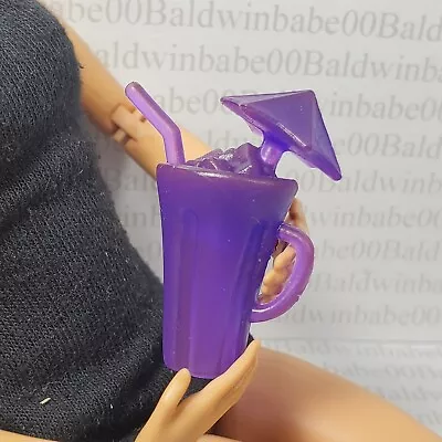 N23 ~ Monster High Barbie Doll Size Purple Umbrella Cocktail Drink Accessory • $2.97