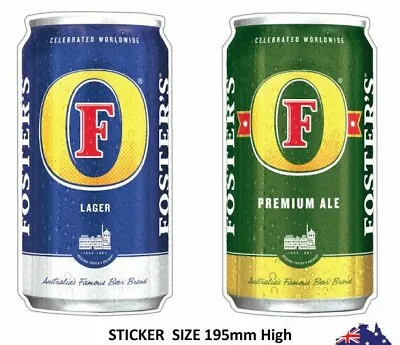 FOSTERS BEER Can  Beer Can  Sticker  Bar Fridge Car Sticker Bumper Sticker • $7.95