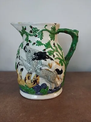 Large Mason's Ironstone Stag Boar & Dogs Hunting Scene Relief Moulded Jug A/F • £12.95