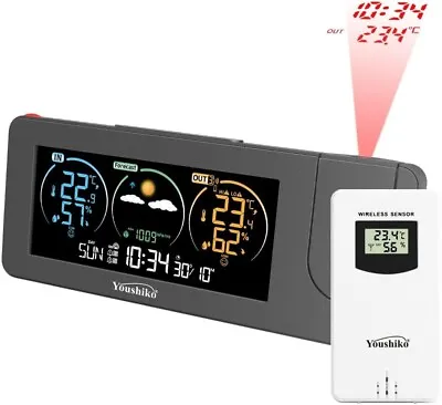 Youshiko Weather Station & Projection Clock Radio Control 2023 UK Version • £34.99