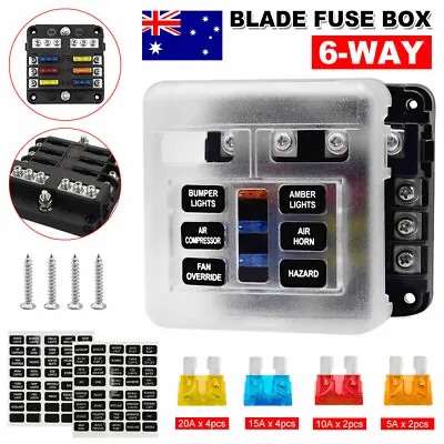 Blade Fuse Box Block 6 Way 12V 32V Holder LED Indicator Car Auto Boat Marine AU • $17.85