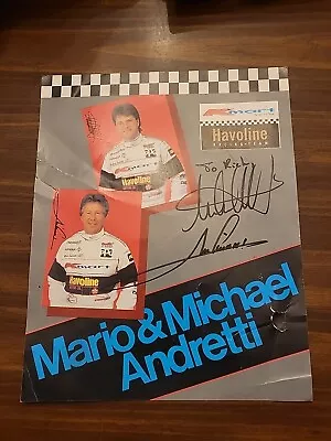 Mario And Michael Andretti Kmart Haviline Racing Autographed 8x10 Poster Cir '89 • $14.97