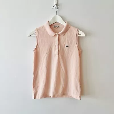Lacoste Womens Baby Pink Polo Top Sleeveless Sporty Tennis Casual Size 38 • $24