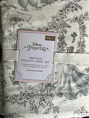 POTTERY BARN KIDS Disney Princess Heritage Organic TWIN 3 Pc Sheets Set - NEW • $80.99