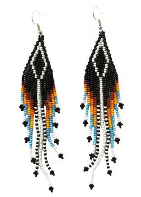 Native Style Handmade Ethnic Sun Color Beaded Chandelier Earrings E61/1 • $13.99