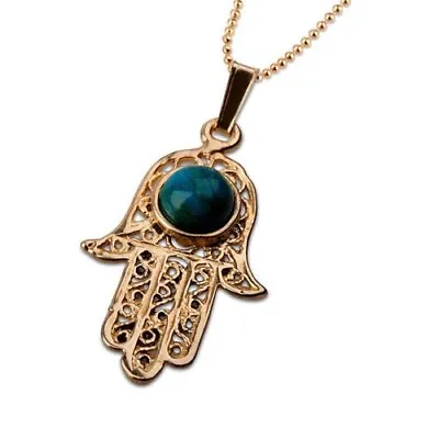 Lucky Talisman Eilat Stone Pendant 14k Gold + Necklace ! High Quality Jewelry • $520