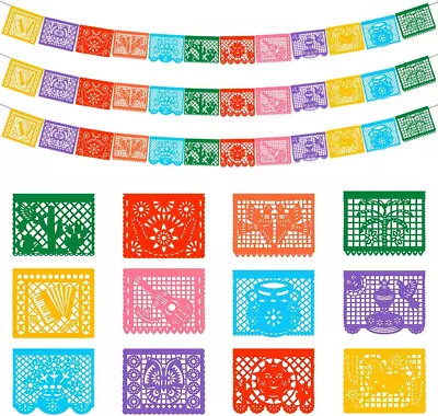 3 Packs Mexican Banners 66 Ft22ft X 3 Papel Picado Banner Large Plastic Mexic... • $22.08