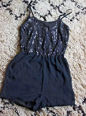 Motel Rocks Porcha Black Armour Playsuit Sequin Size S • $24.87