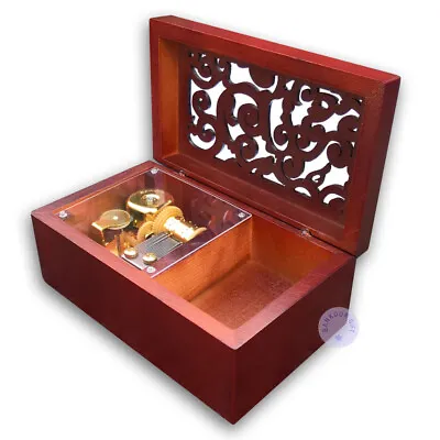 Brown Wooden Sankyo Hollow Out Music Boxes With A Jewelry Box (60 Tunes Option) • $54.98