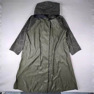 Bag It Mycra Pac Rain Coat Women’s 1 S/M Green Squiggle Hooded Reversible Jacket • $49