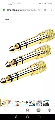 Headphone Jack Adapter XCOZU 6.35mm 1/4Inch Male To 3.5mm 1/8 Inch Female Jack • £4.99