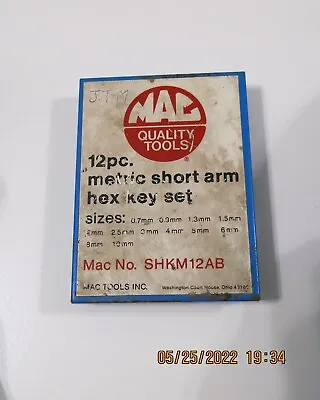 Mac Tools 12pc. Short Arm Hex Key Set In Org Tin Holder SHKM12AB MISSING PIECES • $10