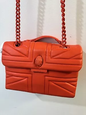 Kurt Geiger Leather Orange Union Jack Large Kensington Crossbody 10  X 7  X 4  • £216.85