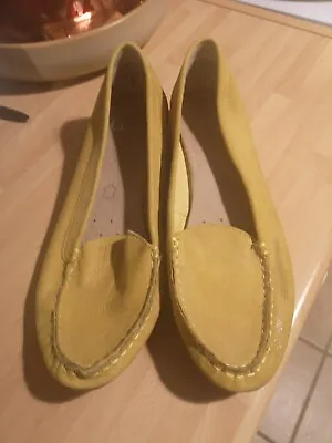 CAPRICE ON AIR Yellow Shimmer LOAFER SHOES LEATHER MIX SZ 6.5 Eur 40 Vvgc • £24.24