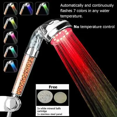 Bathroom 3/7 Color Changing LED Shower Head Temperature Sensor Handheld Spa • $19.79