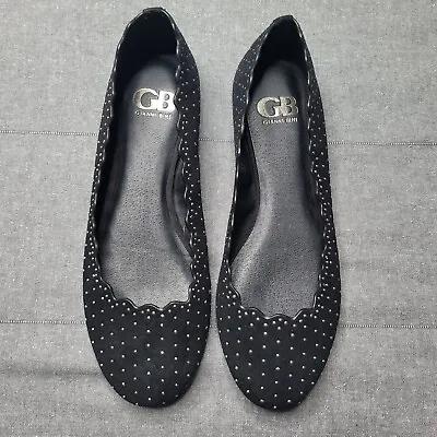 Gianni Bini Leather Women’s Black  Embellished Silver Studs Flats Size 7.5 US • $21.60