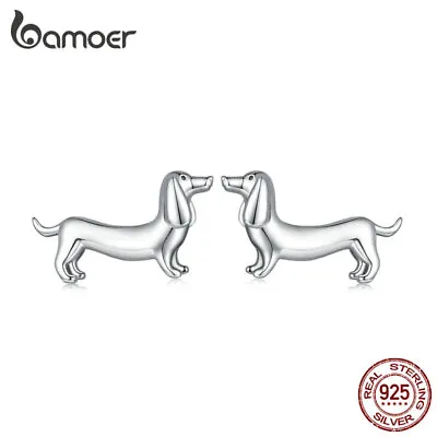 Bamoer 925 Sterling Silver Animal Dog Dachshund Studs Earrings Women Gift • $9.86