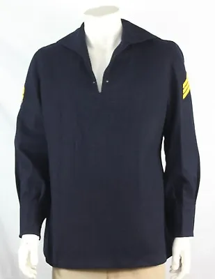 Genuine Surplus German Naval Wool Smock Top Shirt Navy 43  (1444) • £19.99