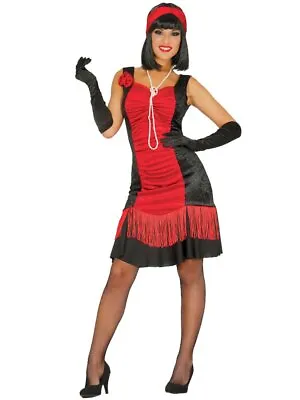Ladies CHARLESTON FLAPPER 1920s Fancy Dress Costume UK Size 10-20 Adult Red 20s • £22.95