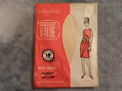 Vintage Unbranded Seamless Mesh Stockings Beige SIze 10 1/2 • $15.99