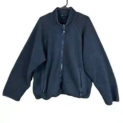 Vintage Eddie Bauer Mens Jacket Black Fleece EBTEK Polartec Full Zip Oversized M • $20
