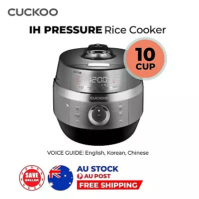 CUCKOO 10-Cup IH Pressure Korea Rice Cooker Warmer Silver-Black (CRP-JHT1010F) • $790