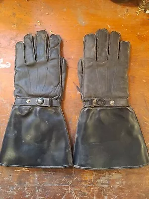 Leather Motorcycle Gauntlets Black Vintage Size Small Gloves • $31.57