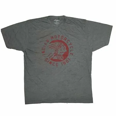 Genuine Indian Motorcycle Headdress Logo Super Soft Tee Shirt Gray • $18.74