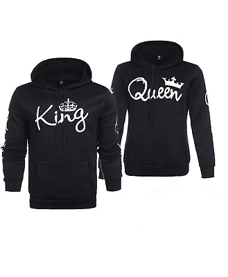 King Queen Matching Couple Hoodies His And Hers Pullover Hoodie Sweatshirts New • $24.99