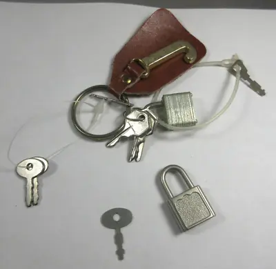 Vintage Lot 2 Mini Suitcase Luggage Lock Padlock With Keys Keychain Letter J • $9.99