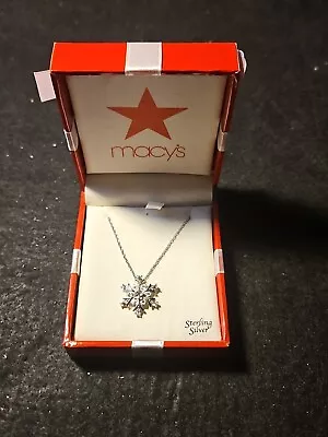 Macy's Snowflake Necklace Sterling Silver (Original Was $150) • $75